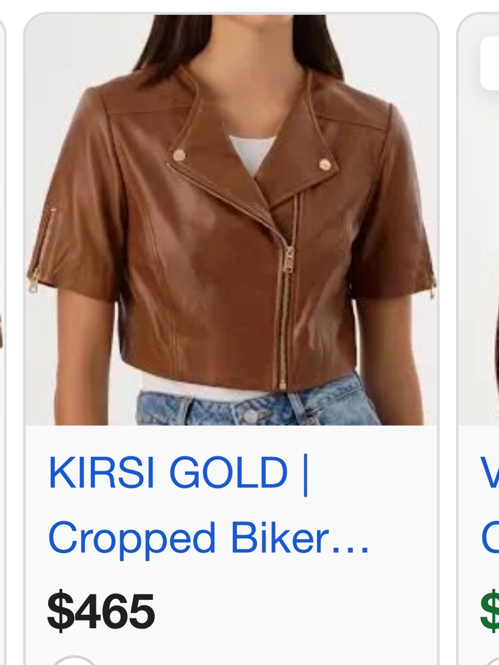 Lamarque Cropped Brown Leather Moto Jacket